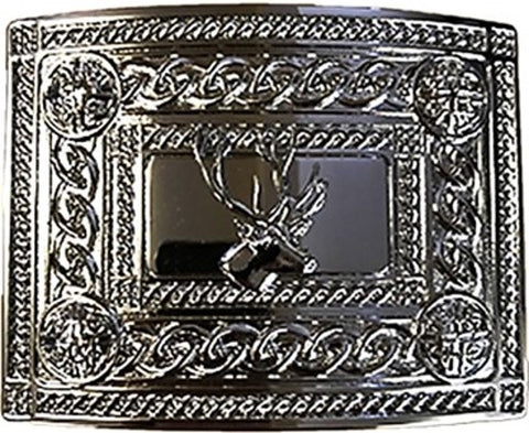 Kilt Buckle - Celtic Stag Chrome