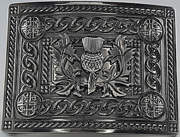 Kilt Buckle - Celtic Thistle Antique