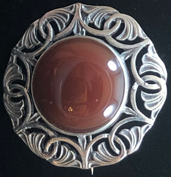 Brooch - Sterling Silver with Carnelian