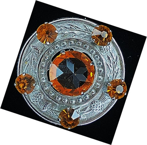 Brooch - Silver Tone with Topaz Stones