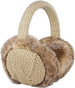 Ear Muffs - Oatmeal Aran Cable Knit