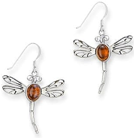 Earrings - Outlander Inspired Dragonfly in Amber Drop Earrings