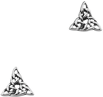 Earrings - Celtic Knotwork Silver Triangle Stud