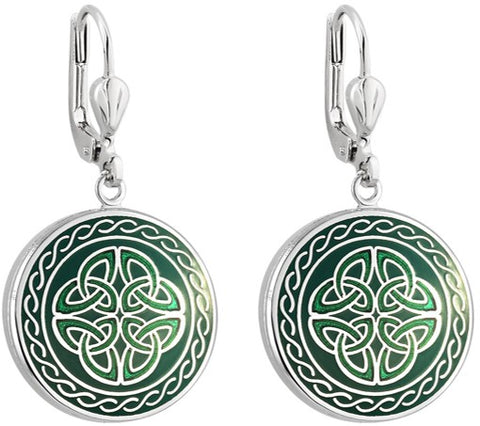 Book of Kells Celtic Knot Earrings - Green
