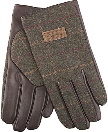 Gloves - Men's Green Tweed Fleece Lined