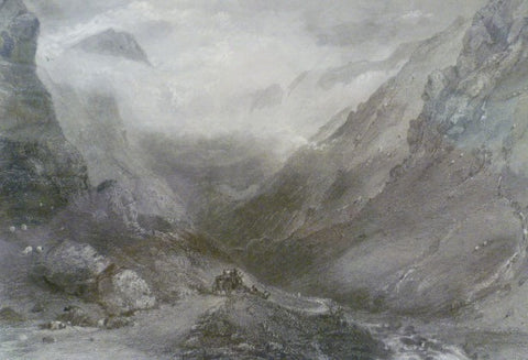 Antique Steel Engraving - Vale of Glencroe (Glencoe)