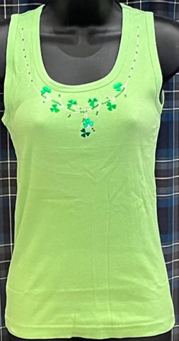 T-Shirt Tank Top - Shamrock Rhinestone Green