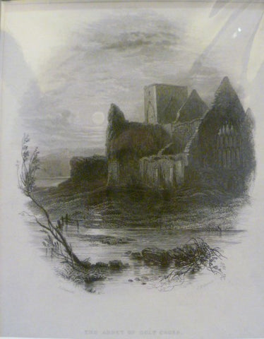 Antique Steel Engraving - The Abbey of Holy Cross, Tipperaray