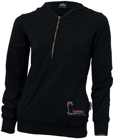 Hoodie Half Zip - Guinness Ladies Rhinestone