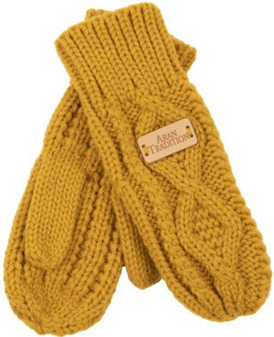 Mittens - Ladies Aran Cable - Amber