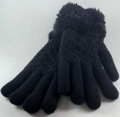 Gloves - Ladies Blackberry with Fur Trim