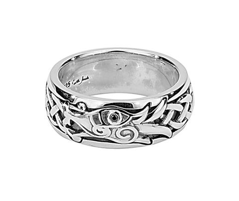 Dragon Black Cubic Zirconia Ring - Sterling Silver