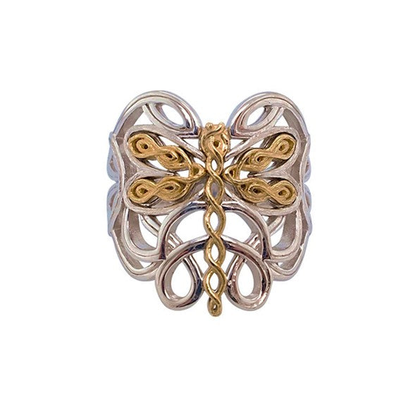 Dragonfly Ring - Sterling Silver & 10k Rose Gold
