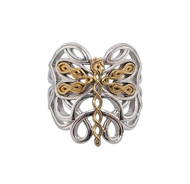 Dragonfly Ring - Sterling Silver & 10k Yellow Gold