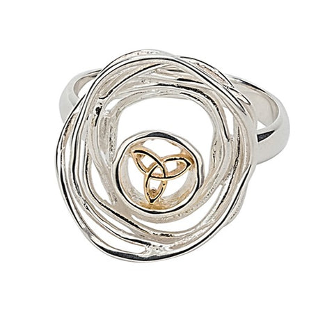 Celtic Cradle Of Life Ring - Sterling Silver & 10k Gold