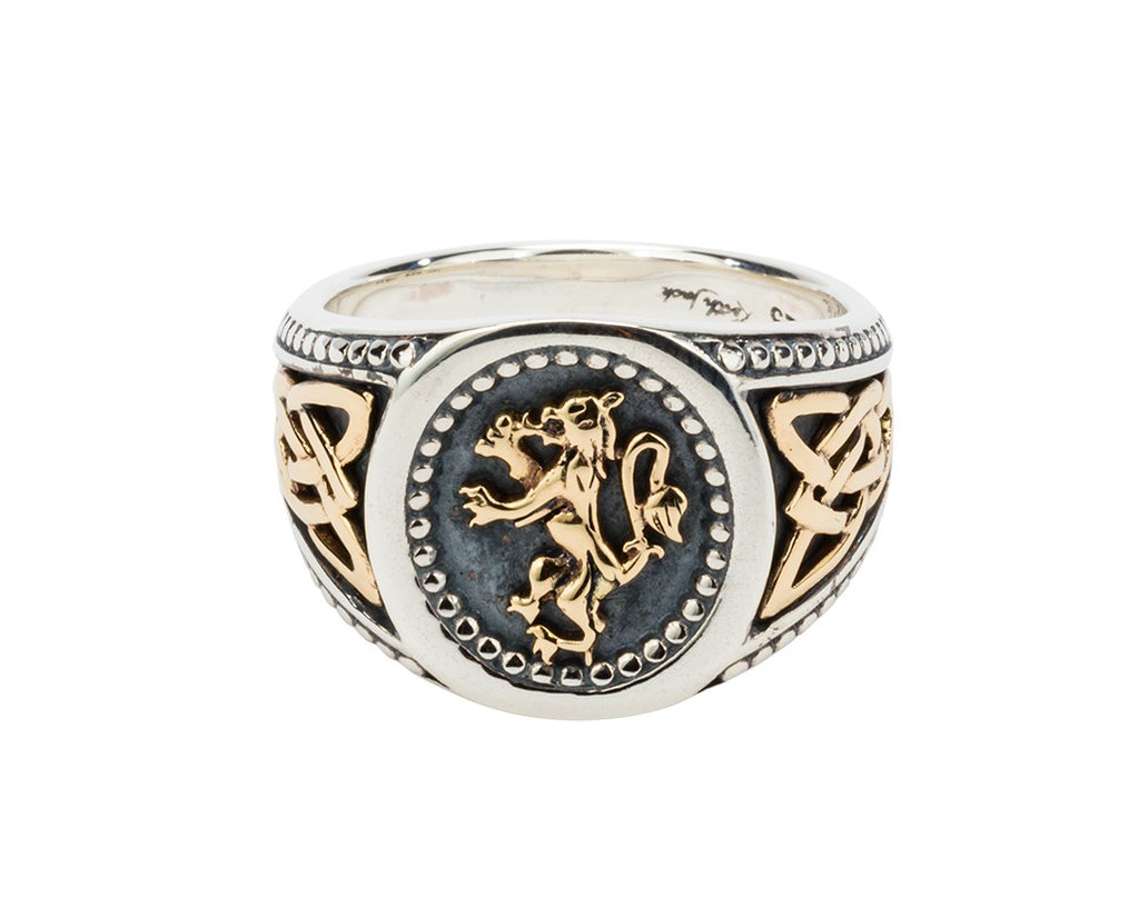 Lion Rampant Ring - Sterling Silver & 10k Gold