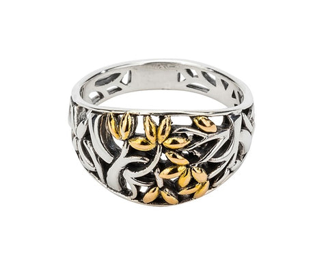 Tree Of Life Ring - Sterling Silver & 18k Gold