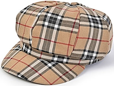 Hat - Ladies Baker Boy in Thompson Camel Tartan