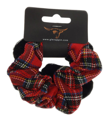 Scrunchies 2 Pack - Tartan and Black