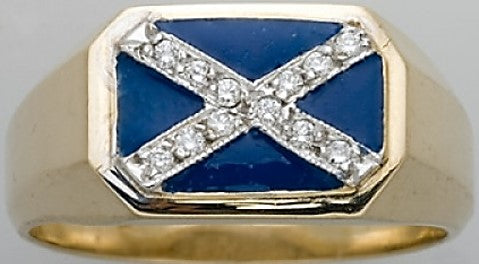 Ring - Saltire/St. Andrew's Coss Enamelled with Diamonds - Please Contact us for Pricing