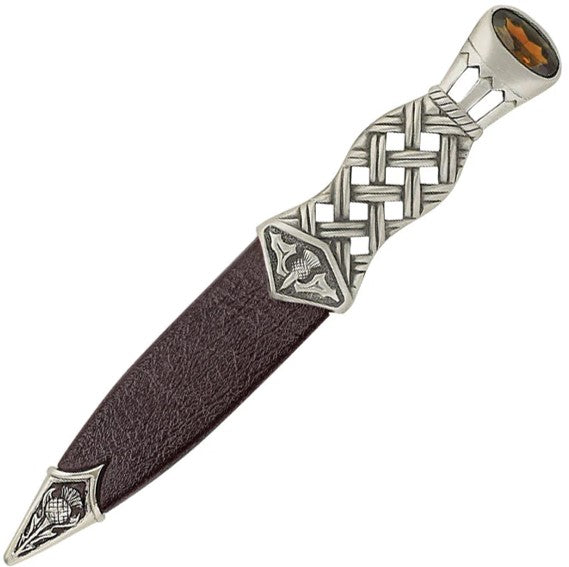 Lochy Matte or Polished Pewter Sgian Dubh With Stone Top