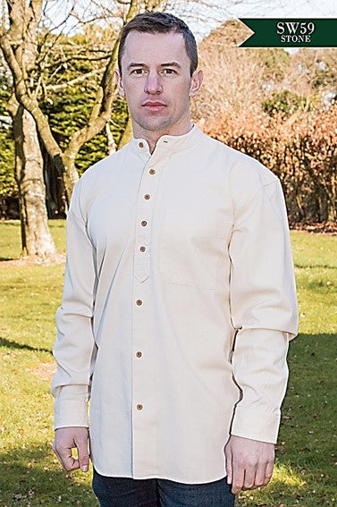 Grandad Shirt - Plain Stone