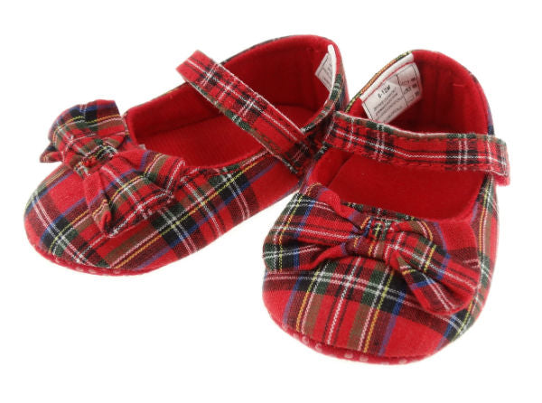 Baby Girl's Tartan Shoes With Bow