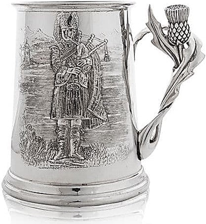 Pewter Tankard - Piper/Thistle Handle