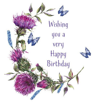 Birthday Card - Thistles & Butterflies