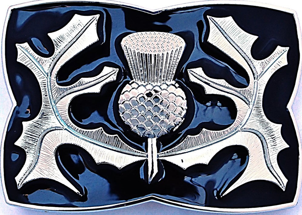 Kilt Buckle - Thistle Chrome Enamelled