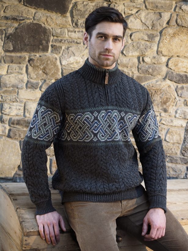Newgrange Jacquard Half Zip Sweater