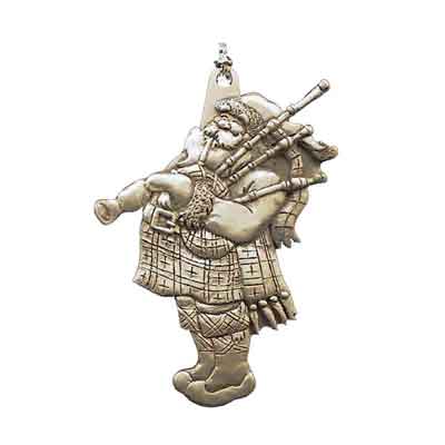 Pewter Santa Piper Ornament